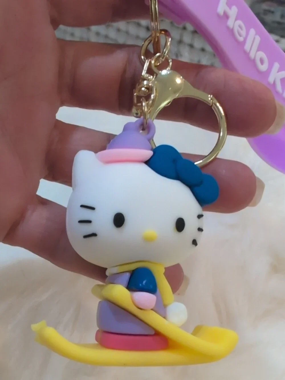 Hello Kitty Purple and White Silicone Keychain Bag Charm